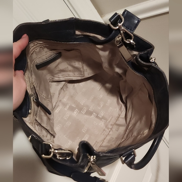 Michael Kors Leather Convertible Crossbody Bag Dark Blue 15" X 11.5" - Picture 11 of 14